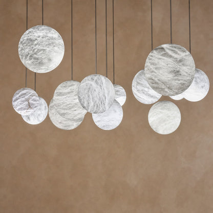 Luna Alabaster Sphere Staircase Chandelier, Multi Pendant Light