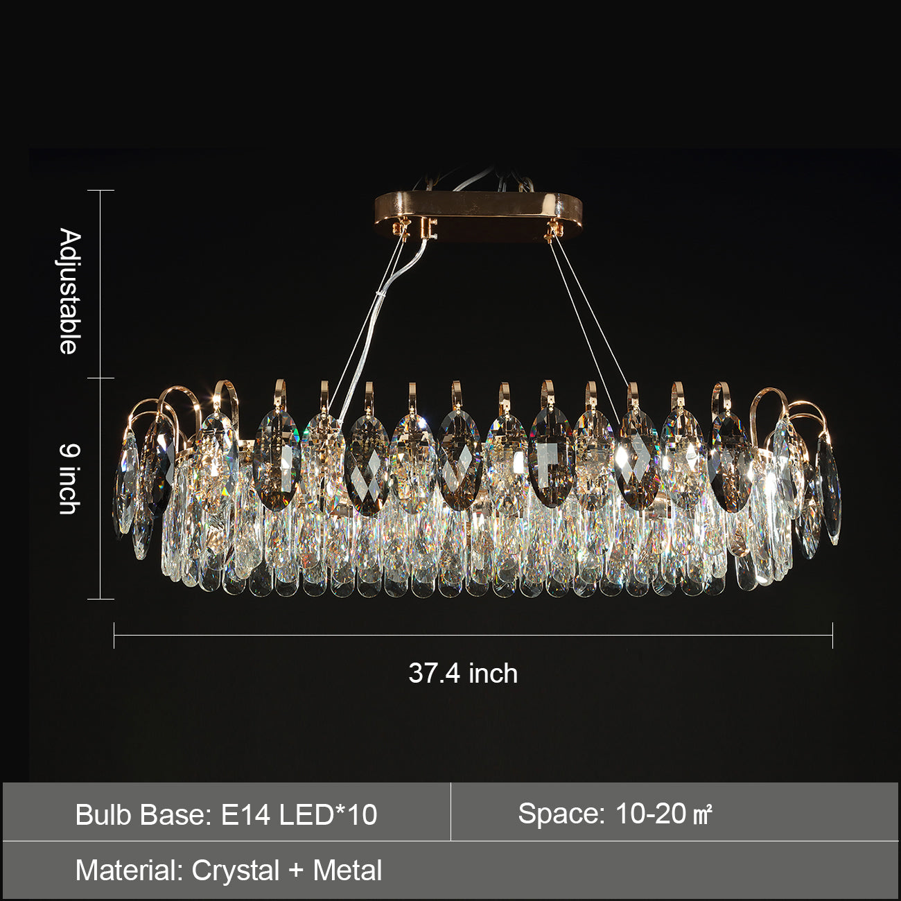 Luxurious K9 Crystal Chandelier Modern Ceiling Light Fixtures Set for Living Room/Dining Room