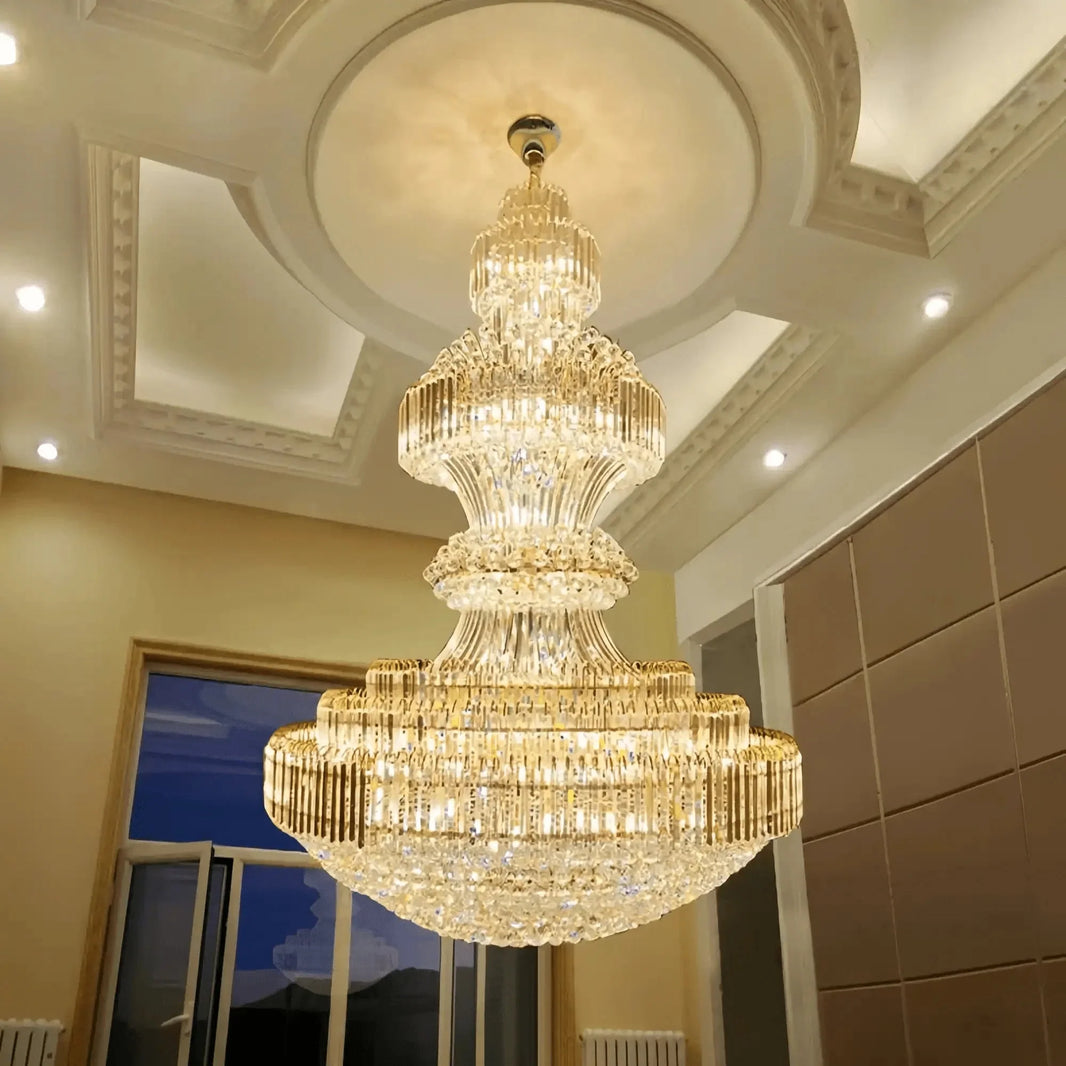 Luxury Extra Large Crystal Chandelier Round Ceiling Light Fixture for Foyer, Entryway & Entrance - D39.4"*H59.1"Warm LightBlushlighting
