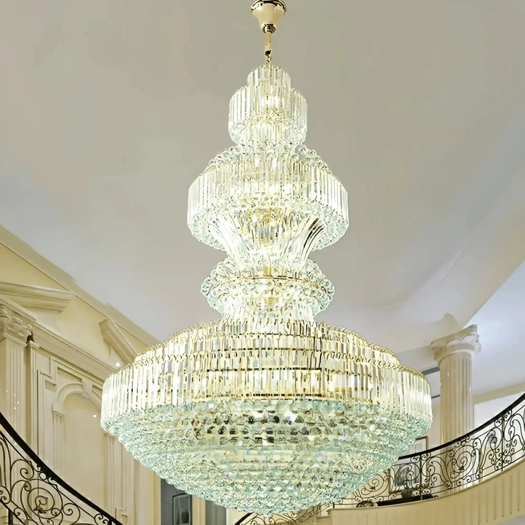 Luxury Extra Large Crystal Chandelier Round Ceiling Light Fixture for Foyer, Entryway & Entrance - D39.4"*H59.1"Warm LightBlushlighting