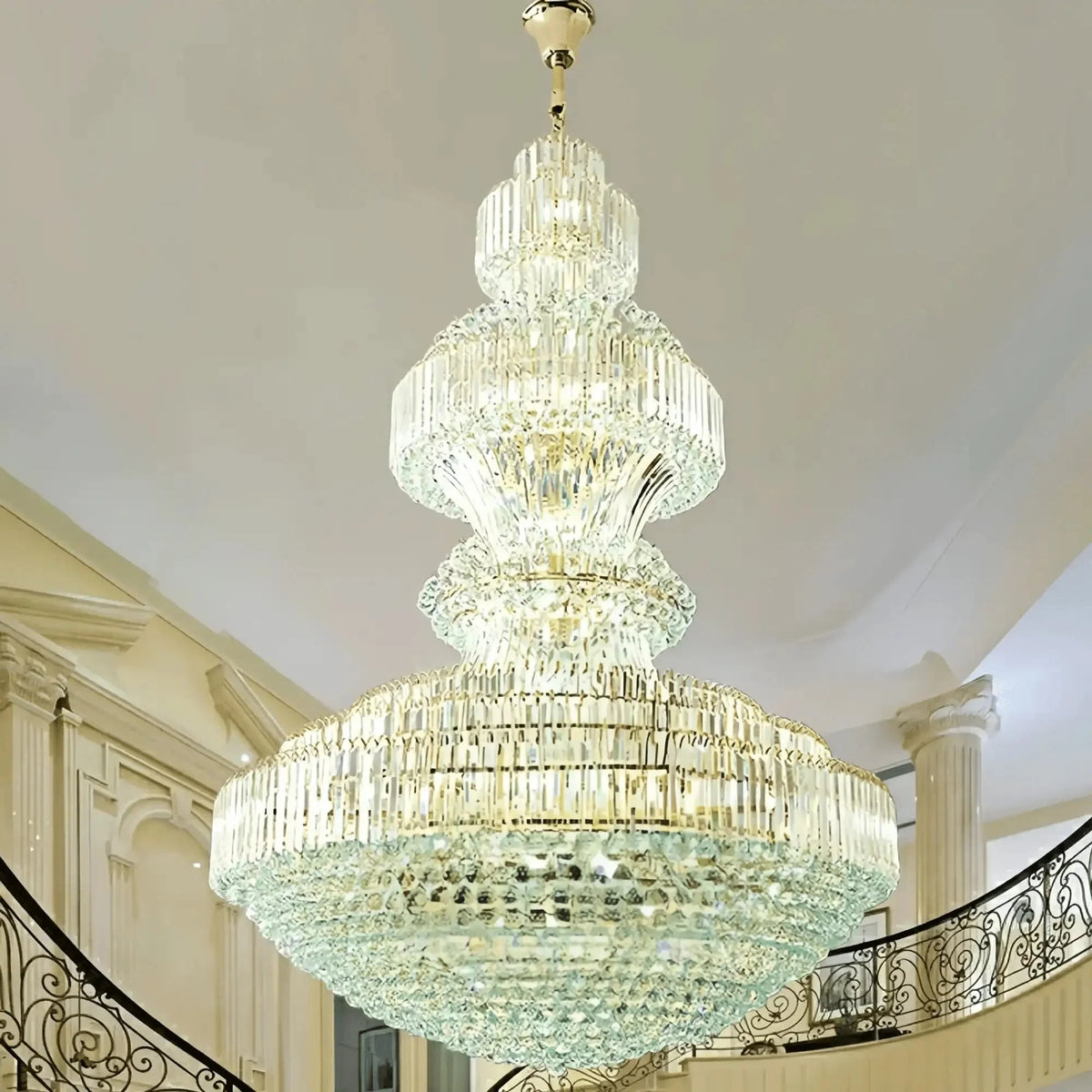Luxury Extra Large Crystal Chandelier Round Ceiling Light Fixture for Foyer, Entryway & Entrance - D39.4"*H59.1"Warm LightBlushlighting