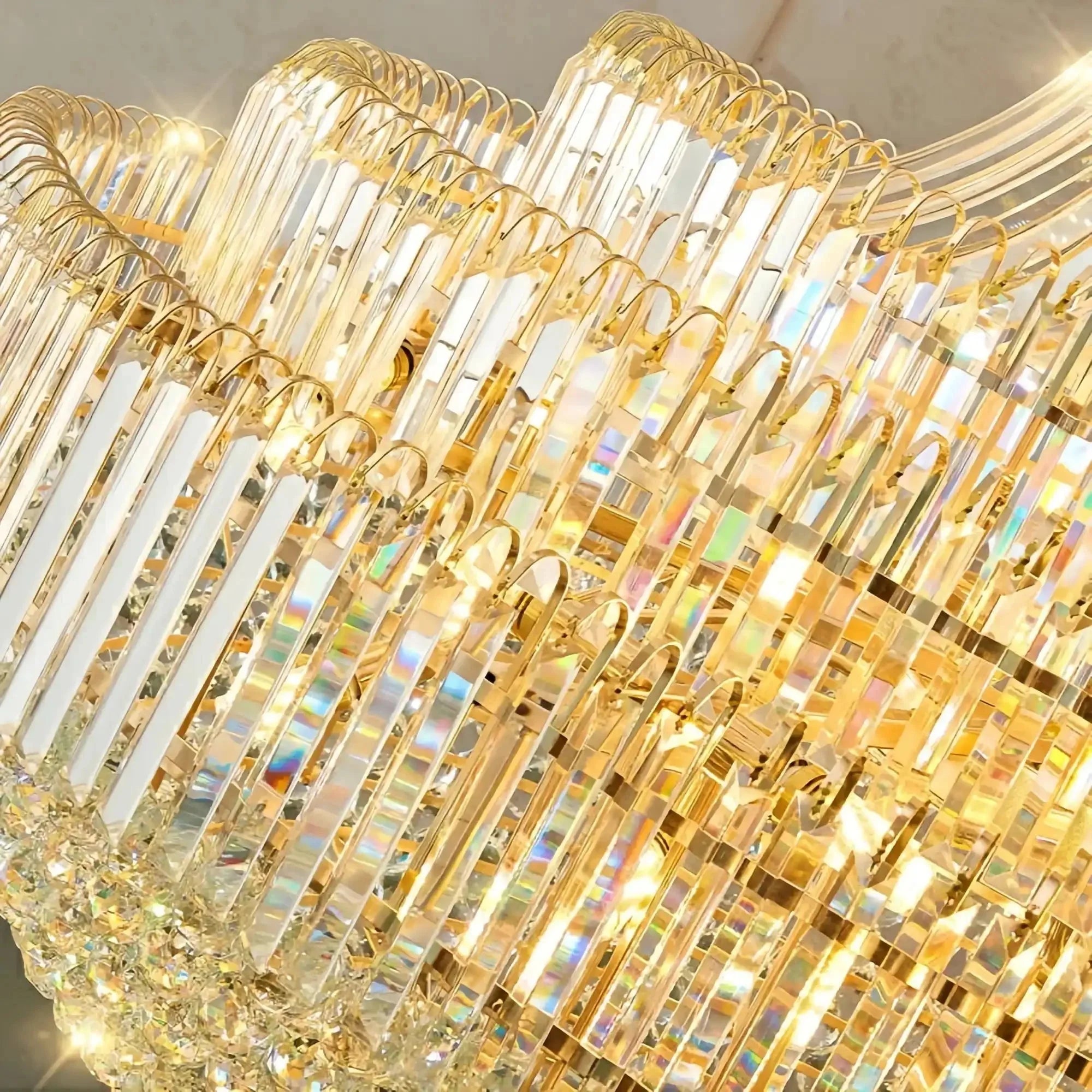 Luxury Extra Large Crystal Chandelier Round Ceiling Light Fixture for Foyer, Entryway & Entrance - D39.4"*H59.1"Warm LightBlushlighting