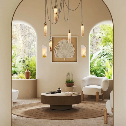 Luxury Modern Alabaster Flint 5 Light LED Multi-Drop Pendant