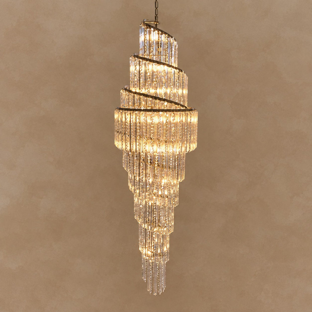 Luxury Spiral Crystal Chandelier for High-ceiling/Foyer/Staircase