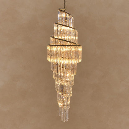 Luxury Spiral Crystal Chandelier for High-ceiling/Foyer/Staircase