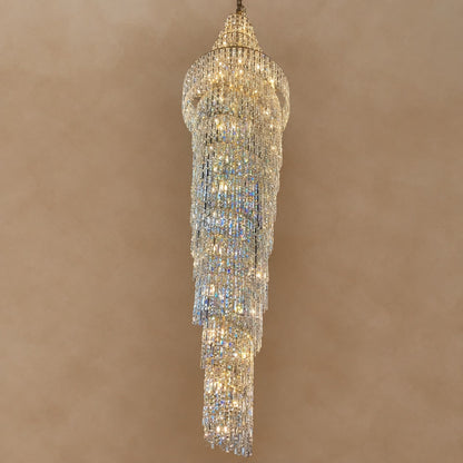 Luxury Spiral Crystal Chandelier for High-ceiling/Foyer/Staircase