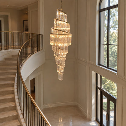 Luxury Spiral Crystal Chandelier for High-ceiling/Foyer/Staircase