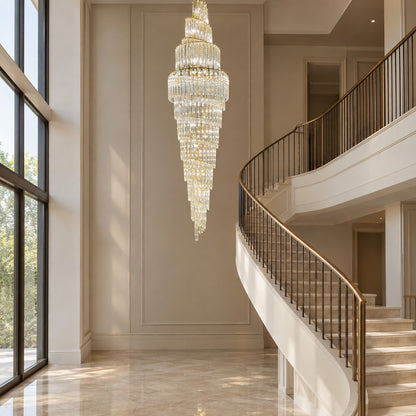 Luxury Spiral Crystal Chandelier for High-ceiling/Foyer/Staircase