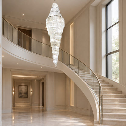 Luxury Spiral Crystal Chandelier for High-ceiling/Foyer/Staircase