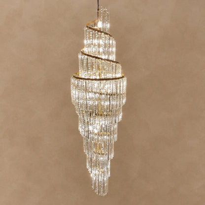 Luxury Spiral Crystal Chandelier for High-ceiling/Foyer/Staircase