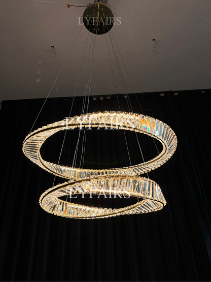 1/2/3-Ring Crystal Chandelier for Luxury Living/ Dining Room/Bedroom