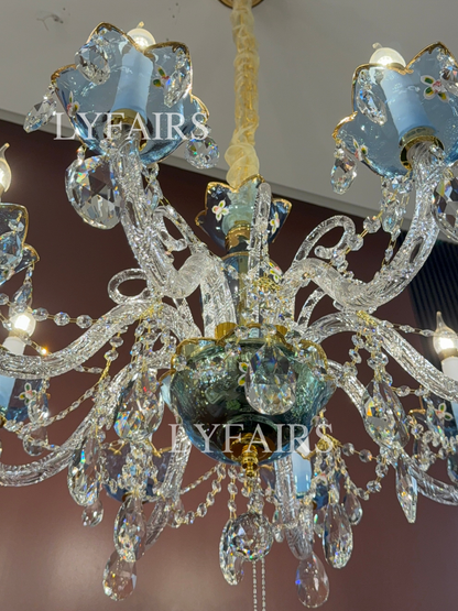 French Romantic Blue Crystal Designer Chandelier for Bedroom/Living Room/Dining Room
