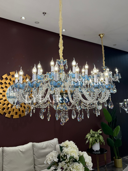 French Romantic Blue Crystal Designer Chandelier for Bedroom/Living Room/Dining Room