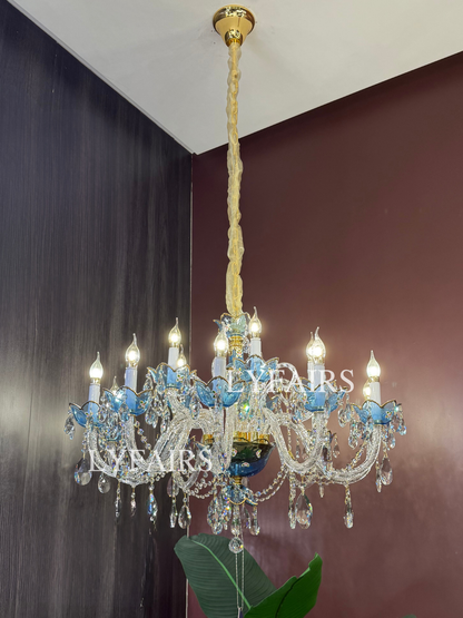 French Romantic Blue Crystal Designer Chandelier for Bedroom/Living Room/Dining Room