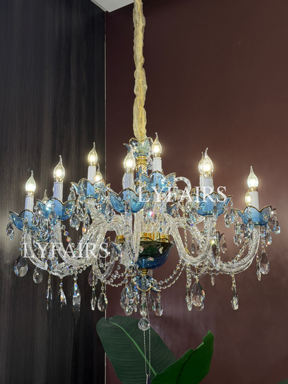 French Romantic Blue Crystal Designer Chandelier for Bedroom/Living Room/Dining Room