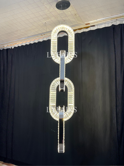 Luxury Crystal Chain Pendant Chandelier for High Ceilings
