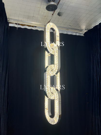 Luxury Crystal Chain Pendant Chandelier for High Ceilings