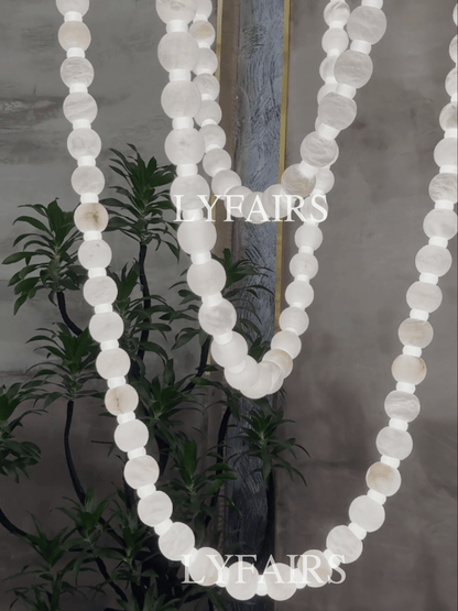 Modern Alabaster Pearl-Chain Pendant Light