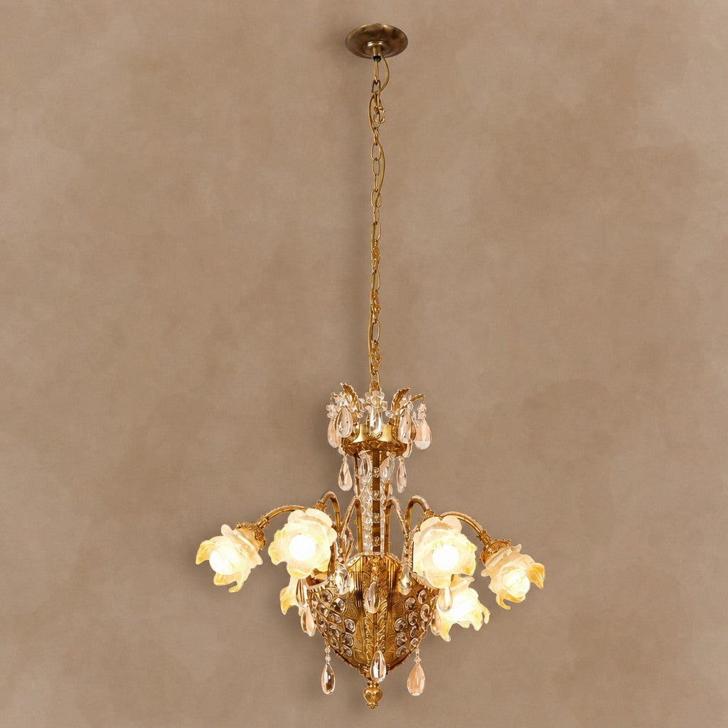 LYFAIRS x FH&Home Baroque Floral Glass Crystal Chandelier for Palace