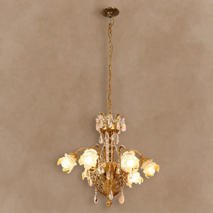 LYFAIRS x FH&Home Baroque Floral Glass Crystal Chandelier for Palace