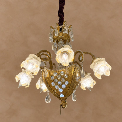 LYFAIRS x FH&Home Baroque Floral Glass Crystal Chandelier for Palace