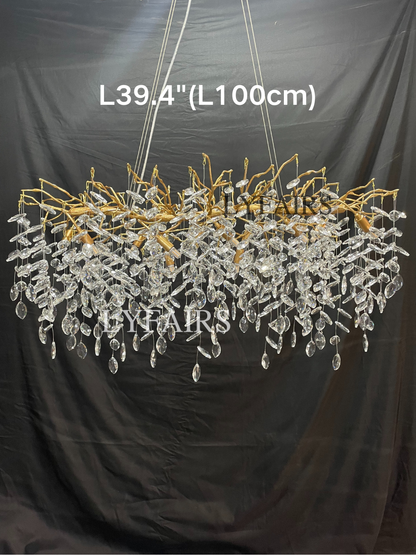 French Style Crystal Leaves Branch Chandelier