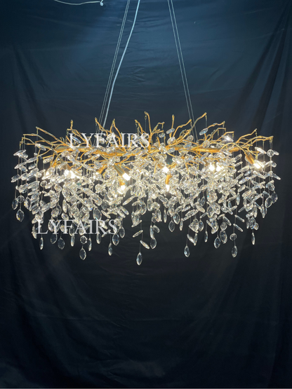 French Style Crystal Leaves Branch Chandelier