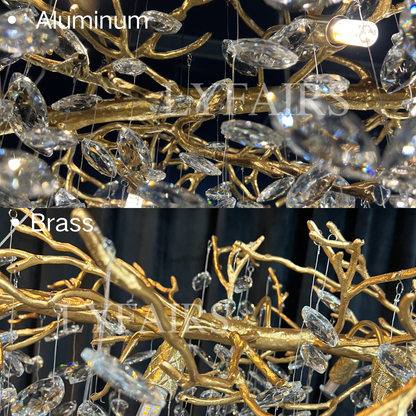 French Style Crystal Leaves Branch Chandelier