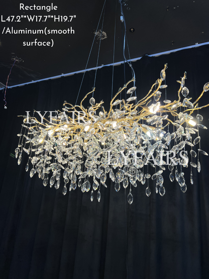 French Style Crystal Leaves Branch Chandelier
