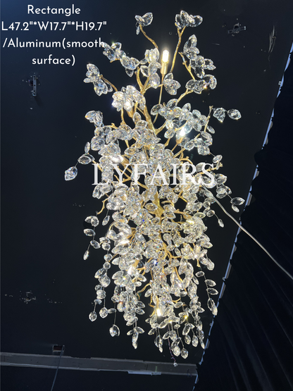 French Style Crystal Leaves Branch Chandelier