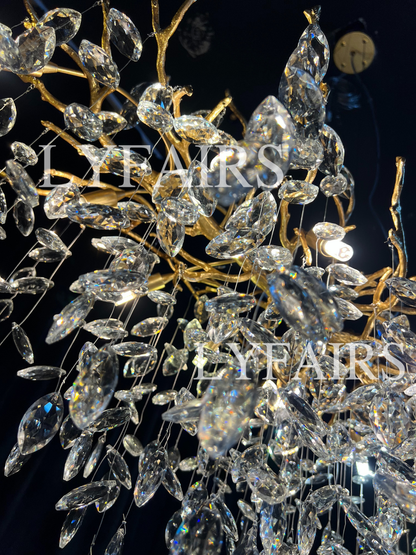 French Style Crystal Leaves Branch Chandelier