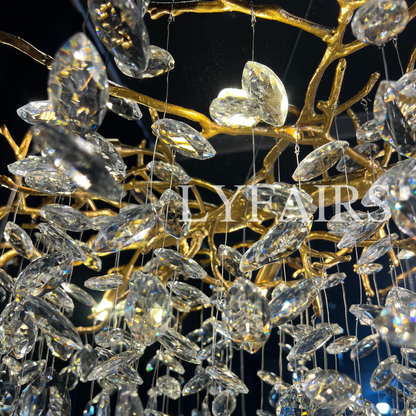 French Style Crystal Leaves Branch Chandelier