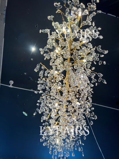 French Style Crystal Leaves Branch Chandelier