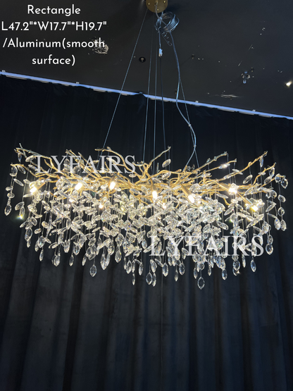 French Style Crystal Leaves Branch Chandelier