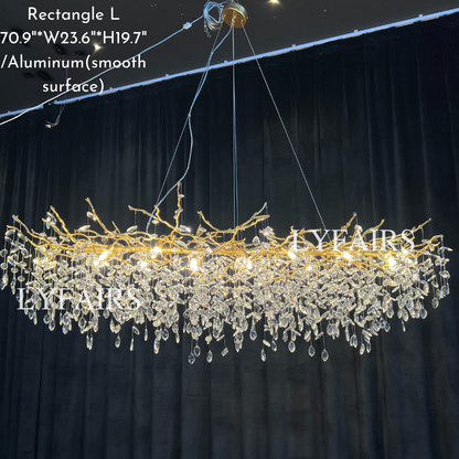 French Style Crystal Leaves Branch Chandelier