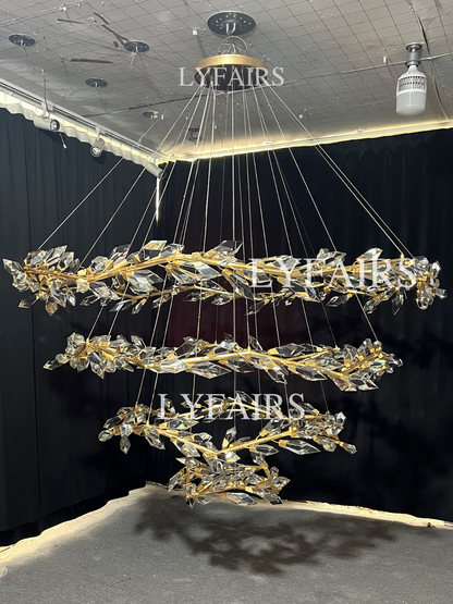 Art Handcrafted 1/2/3-tier Diamond-cut Crystal Chandelier