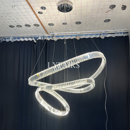 Elegant Restaurant Rings Crystal Chandelier Foyer Living Room Ceiling Pendant Light Fixture