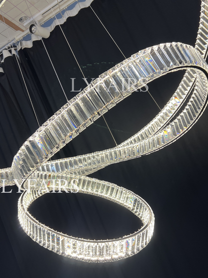 Elegant Restaurant Rings Crystal Chandelier Foyer Living Room Ceiling Pendant Light Fixture