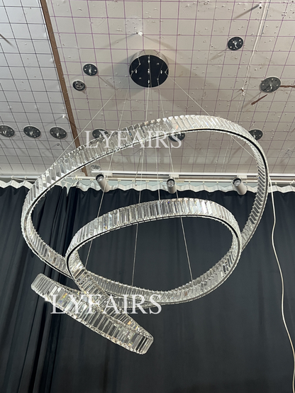 Elegant Restaurant Rings Crystal Chandelier Foyer Living Room Ceiling Pendant Light Fixture