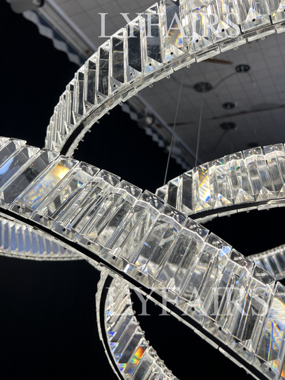 Elegant Restaurant Rings Crystal Chandelier Foyer Living Room Ceiling Pendant Light Fixture