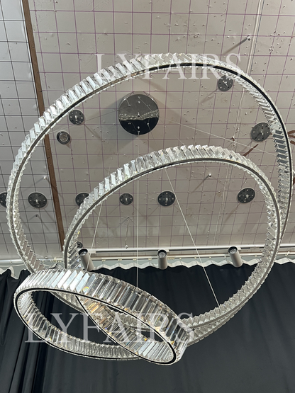 Elegant Restaurant Rings Crystal Chandelier Foyer Living Room Ceiling Pendant Light Fixture