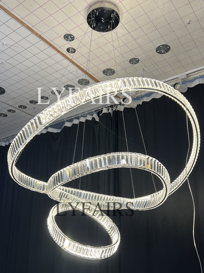 Elegant Restaurant Rings Crystal Chandelier Foyer Living Room Ceiling Pendant Light Fixture