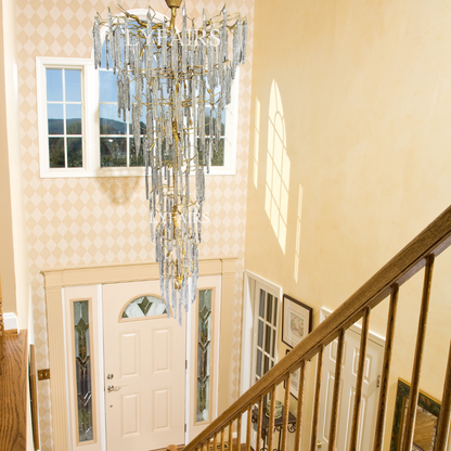 Extra Large Brass Tree Branch Bubble Glass Drops Chandelier for Foyer/Living Room