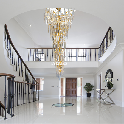 Extra Large Brass Tree Branch Bubble Glass Drops Chandelier for Foyer/Living Room