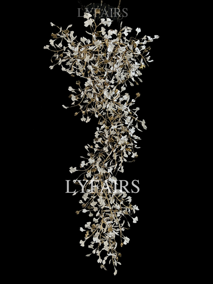 Extra Large Ceramics Ginkgo Leaves Twig Chandelier for High Ceiling Living Room/Hotel Hall