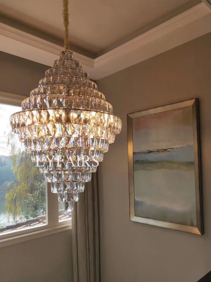 Extra Large Clear Crystal Honeycomb Chandelier for Living Room/Entrance/Staircase