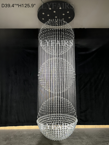 Extra Large Modern Three Balls Ceiling Crystal Chandelier For Staircase/Big-foyer, living room