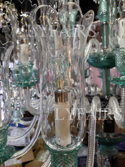 Luxury Classic Candle Light Tiffany Green Crystal Chandelier for Livng Room/Staircase/Foyer