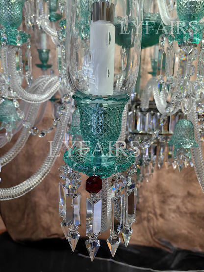Luxury Classic Candle Light Tiffany Green Crystal Chandelier for Livng Room/Staircase/Foyer
