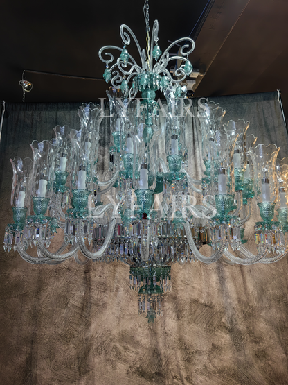 Luxury Classic Candle Light Tiffany Green Crystal Chandelier for Livng Room/Staircase/Foyer